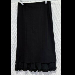 A New Day Women’s Lace Trim Midi A-Line Skirt - M - Black